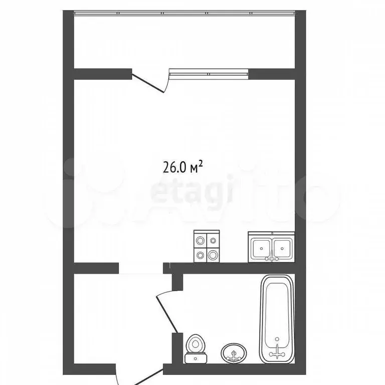 Квартира-студия, 26,3 м, 12/16 эт. - Фото 0