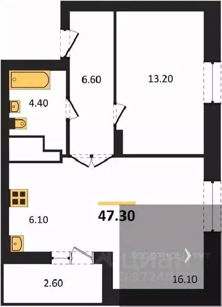 1-к кв. Воронежская область, Воронеж ул. Урицкого, 137 (47.3 м) - Фото 1