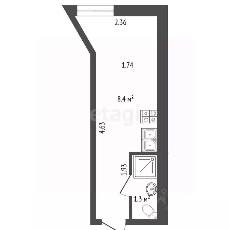 Студия Санкт-Петербург Рузовская ул., 33 (9.7 м) - Фото 2