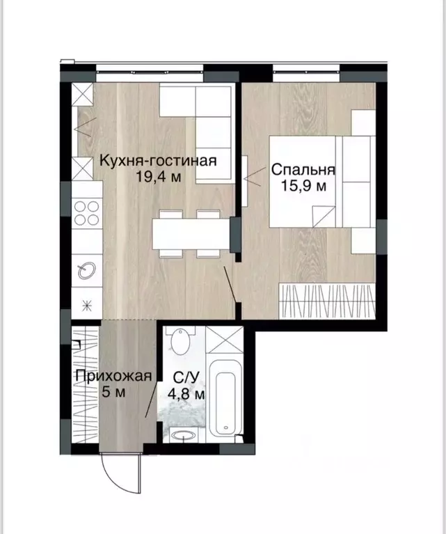 1-к кв. Кемеровская область, Кемерово Южный жилой комплекс (46.4 м) - Фото 0