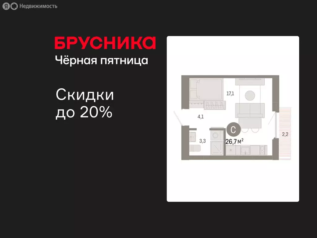 Квартира-студия: Новосибирский район, рабочий посёлок Краснообск, 3-й ... - Фото 1