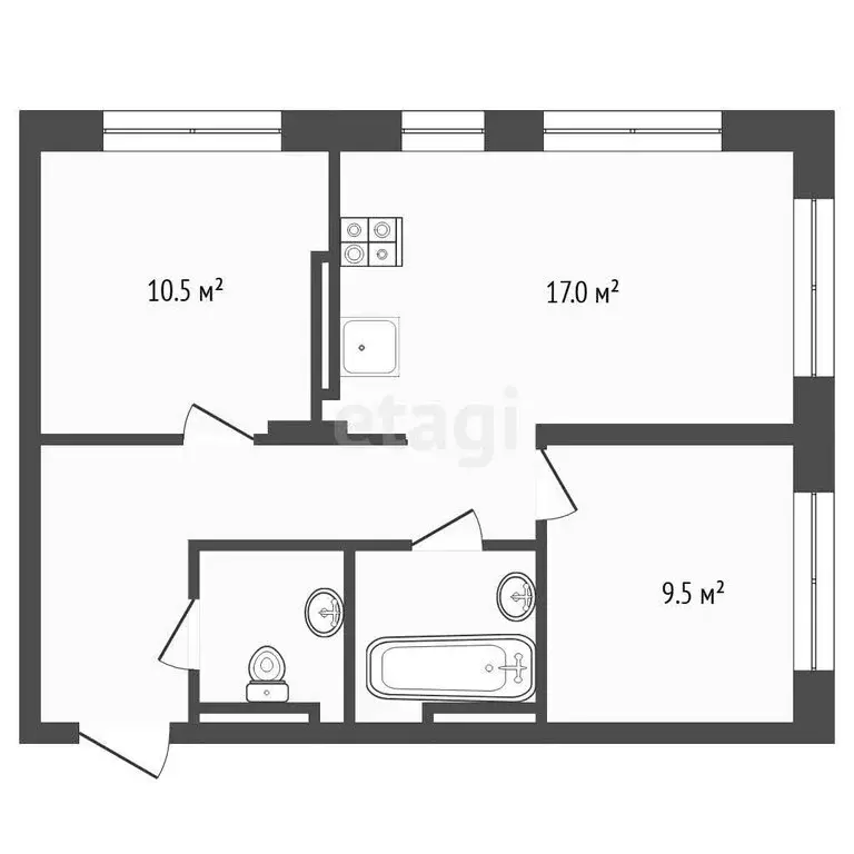 2-комнатная квартира: Тюмень, улица Вадима Бованенко, 7 (52.5 м) - Фото 1