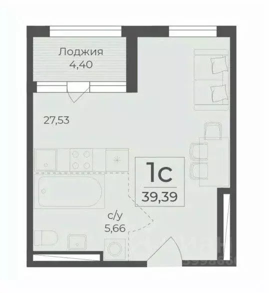 1-к кв. Крым, Ялта городской округ, Массандра пгт  (39.39 м) - Фото 0
