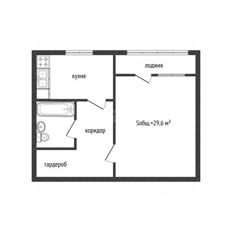 1-к кв. Брянская область, Брянск ул. Чернышевского, 72А (29.6 м) - Фото 2