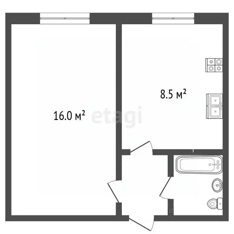 1-к кв. Чувашия, Чебоксары ул. Академика В.Н.Челомея, 9 (32.9 м) - Фото 2