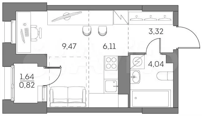 Квартира-студия, 23,8 м, 5/28 эт. - Фото 0