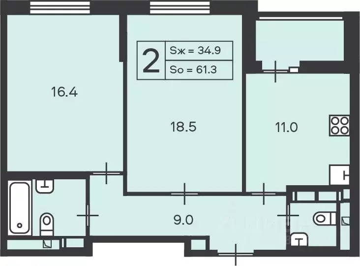 2-к кв. Москва Новочеремушкинская ул., 27 (64.0 м) - Фото 0