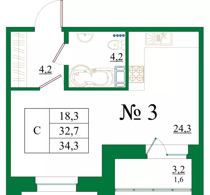 Студия Ленинградская область, Гатчина Красносельское ш., 4Ак1 (34.3 м) - Фото 1