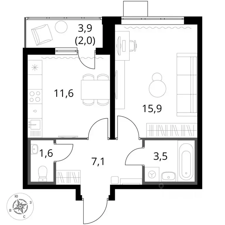 1-к кв. Московская область, Ленинский городской округ, пос. Ленинский ... - Фото 1