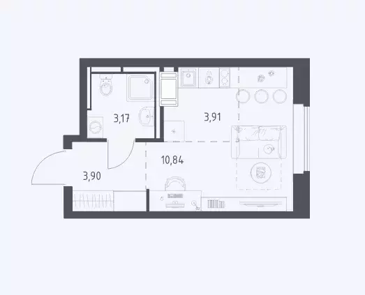 Продаётся квартира-студия, 21.73 м - Фото 0