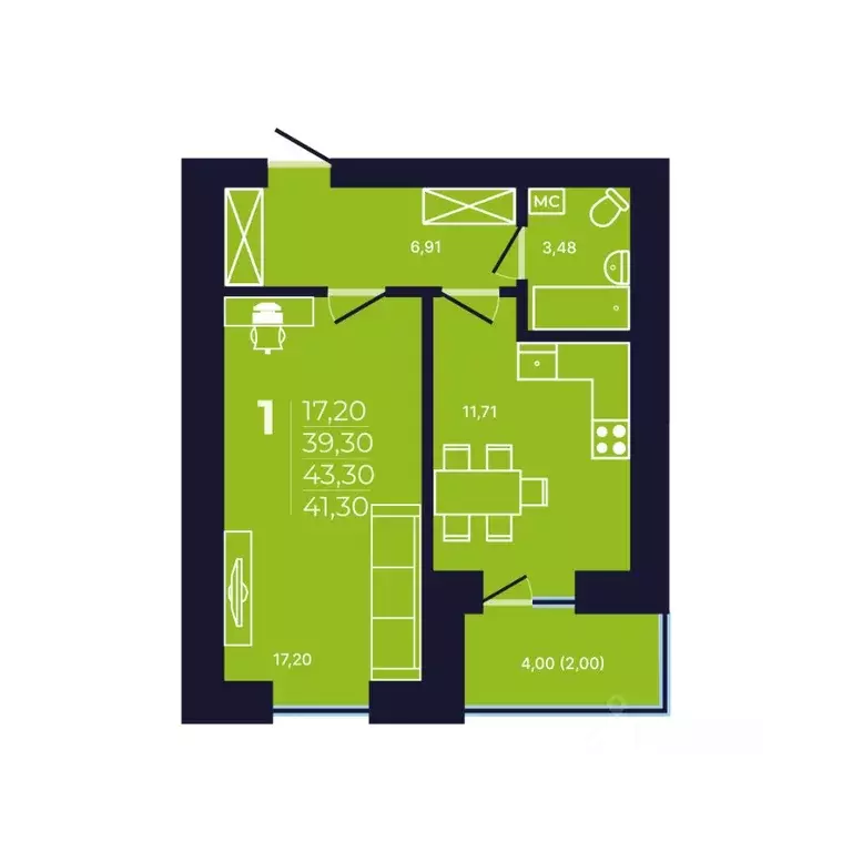 1-к кв. Башкортостан, Уфа ул. Михаила Зайцева, 6 (41.4 м) - Фото 1