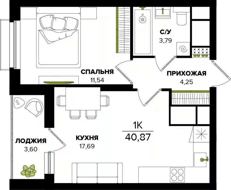 1-к кв. Тульская область, Тула  (40.87 м) - Фото 0