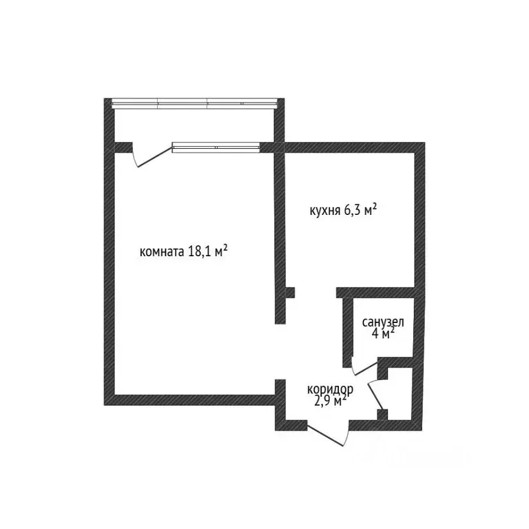 Квартира, 1 комната, 31.3 м - Фото 1