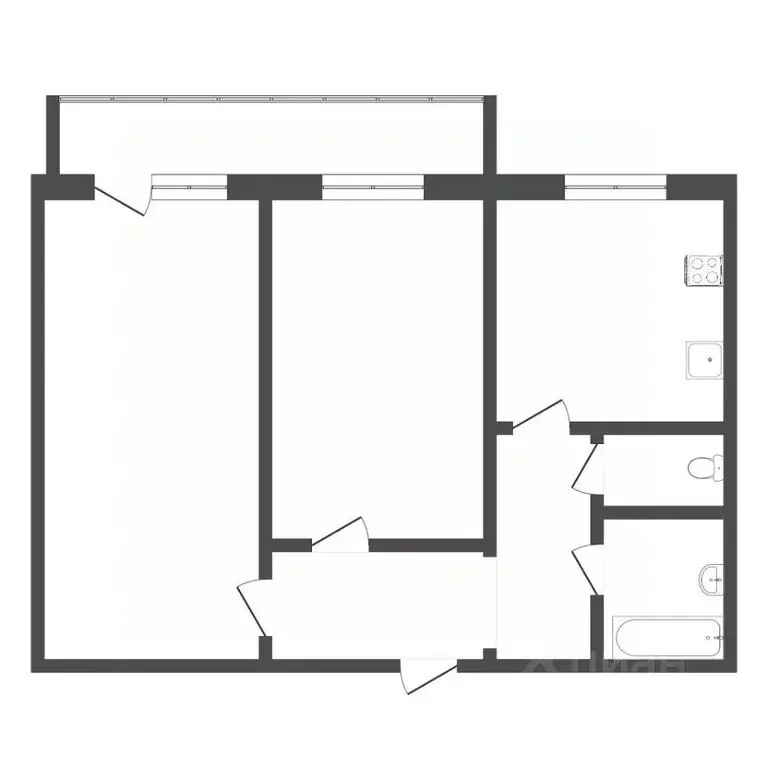 2-к кв. Тюменская область, Тюмень Фабричная ул., 1 (50.4 м) - Фото 2