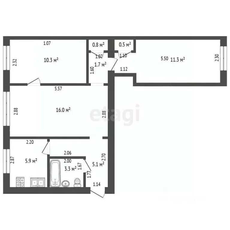 3-к кв. Башкортостан, Стерлитамак Фестивальная ул., 11 (55.0 м) - Фото 1