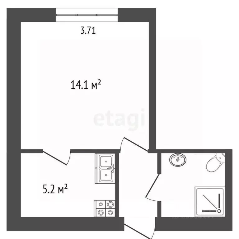 1-к кв. Севастополь ул. Аллы Оношко, 48 (24.7 м) - Фото 2