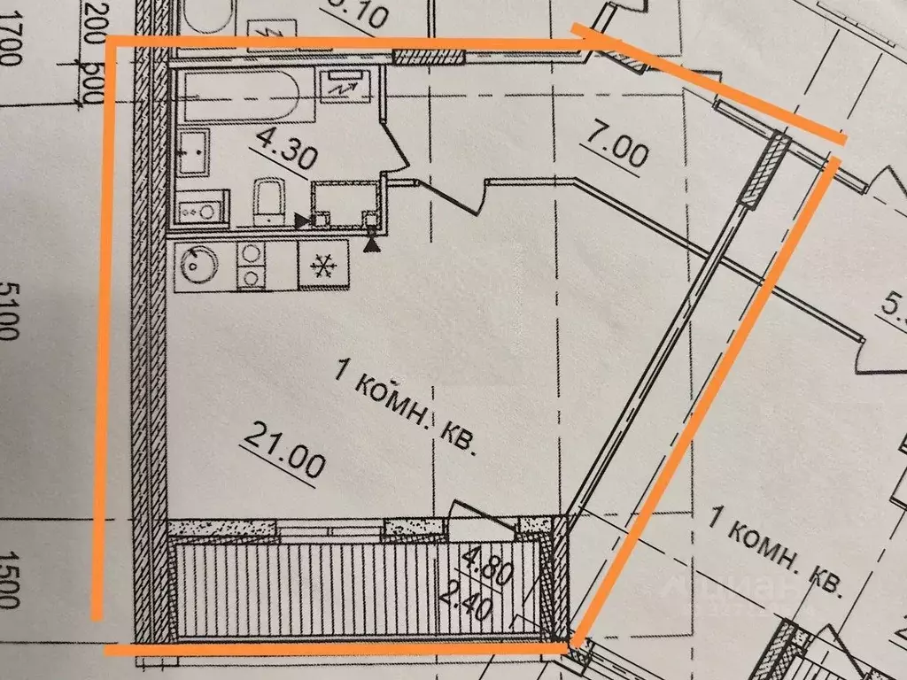 Студия Санкт-Петербург ул. Среднерогатская, 16к5 (32.3 м) - Фото 1