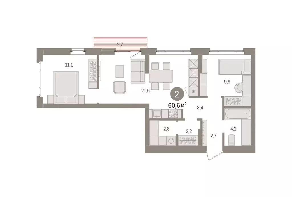2-комнатная квартира: Екатеринбург, жилой район Сортировочный, ... - Фото 2