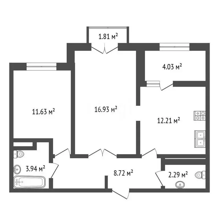 2-комнатная квартира: Дубна, район Большая Волга (59.76 м) - Фото 1