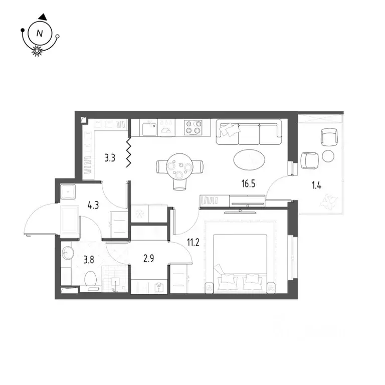 1-к кв. Санкт-Петербург ш. Суздальское, 22к3 (43.2 м) - Фото 0