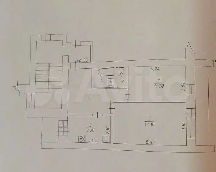 2-к. квартира, 50,9 м, 5/5 эт. - Фото 0