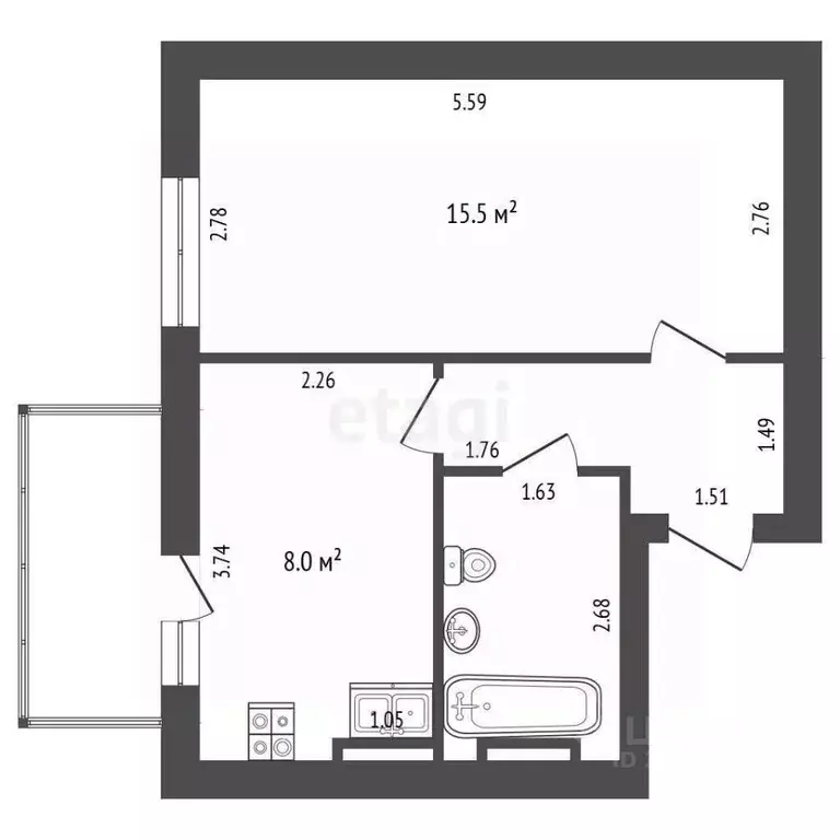 1-к кв. Севастополь ул. Симонка, 55Б (63.4 м) - Фото 1