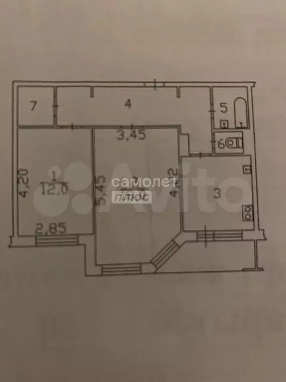 2-к. квартира, 54,9 м, 3/5 эт. - Фото 0