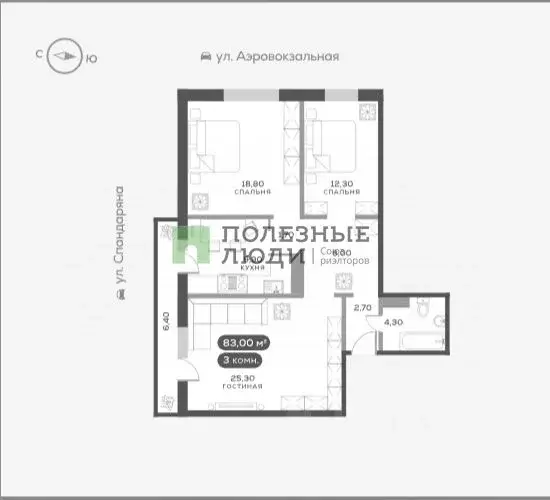 3-к кв. Красноярский край, Красноярск ул. Спандаряна, 1с11 (83.3 м) - Фото 2