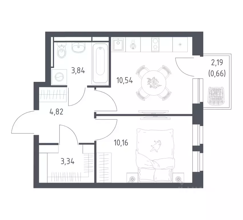 1-к кв. Московская область, Ленинский городской округ, д. Калиновка ... - Фото 1