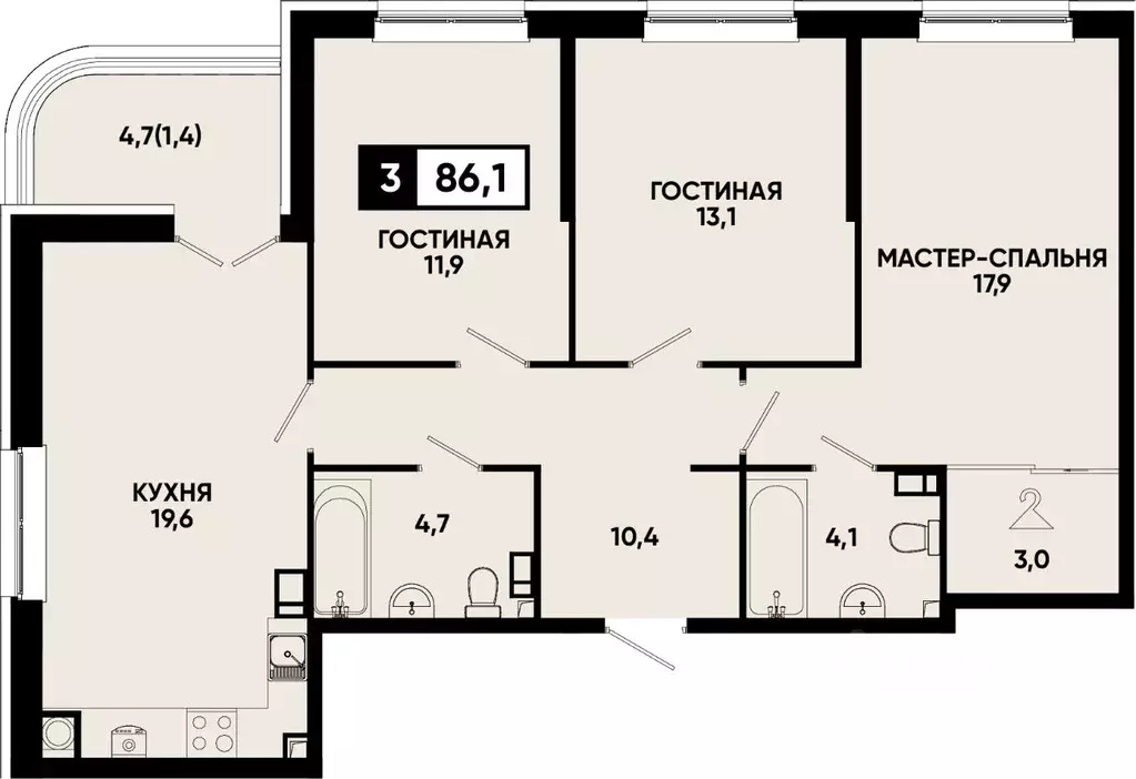 3-к кв. Ставропольский край, Кисловодск Моя Легенда жилой комплекс ... - Фото 1