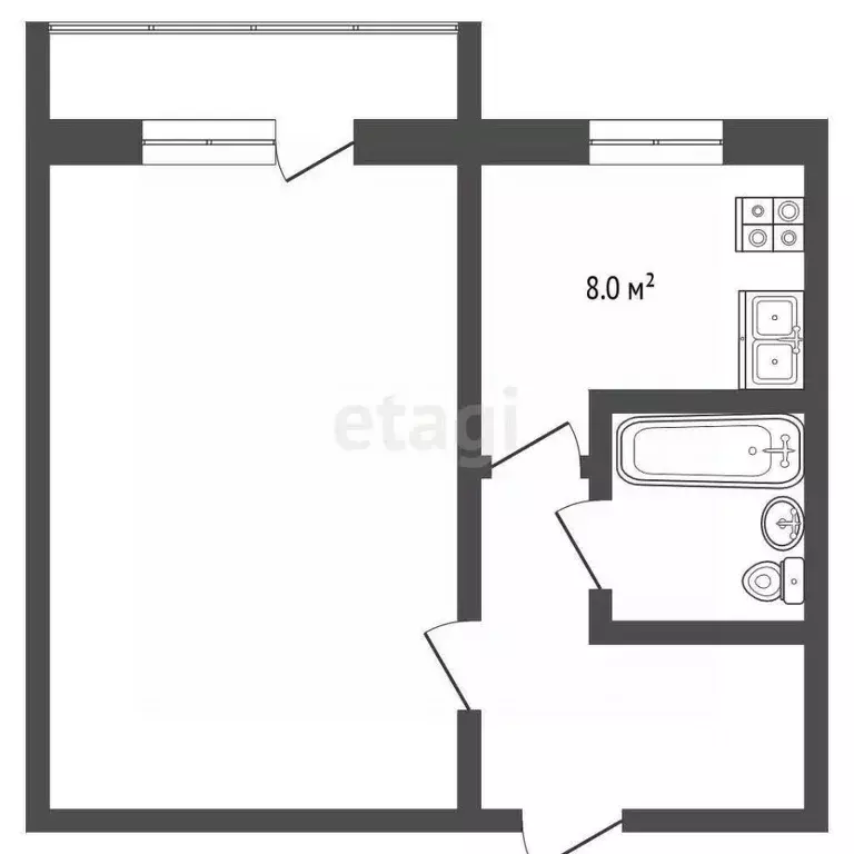1-к кв. Саратовская область, Балашов Нефтяная ул., 30 (32.9 м) - Фото 2