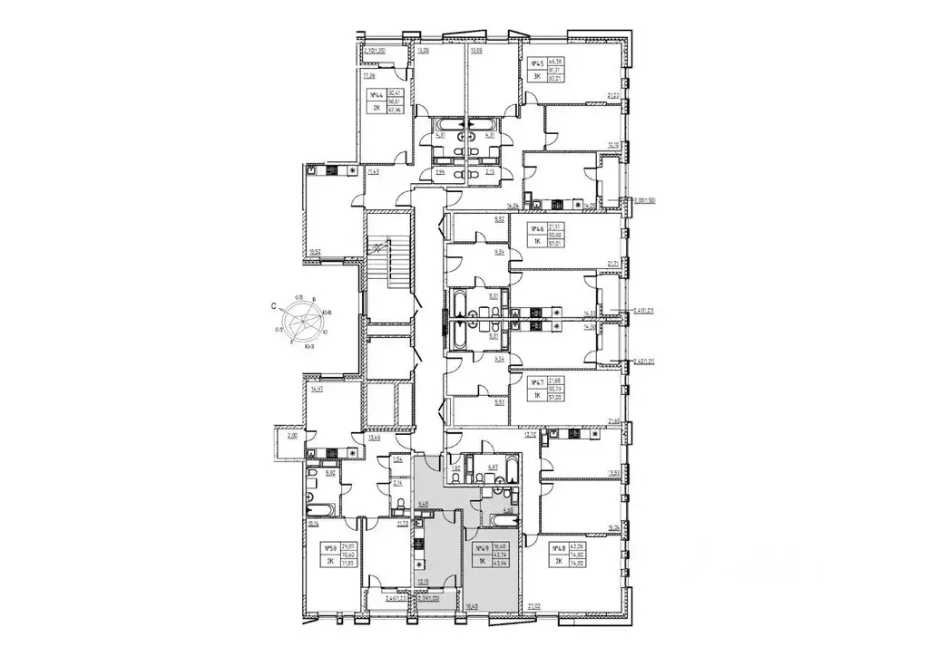 Квартира, свободная планировка, 45.14 м - Фото 1