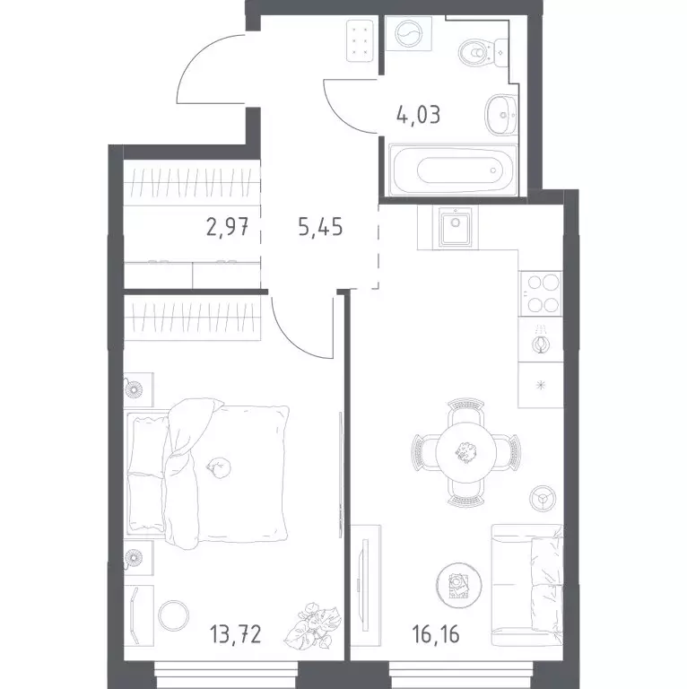 1-комнатная квартира: Нижний Новгород, улица Дружбы, 31 (42.33 м) - Фото 1