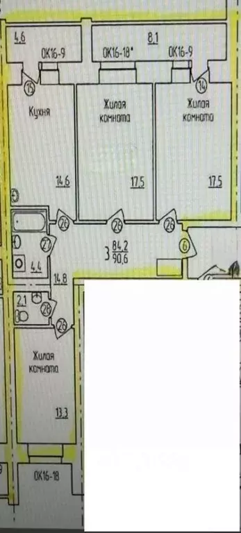 3-к кв. Амурская область, Благовещенск ул. Ломоносова, 167 (86.2 м) - Фото 1