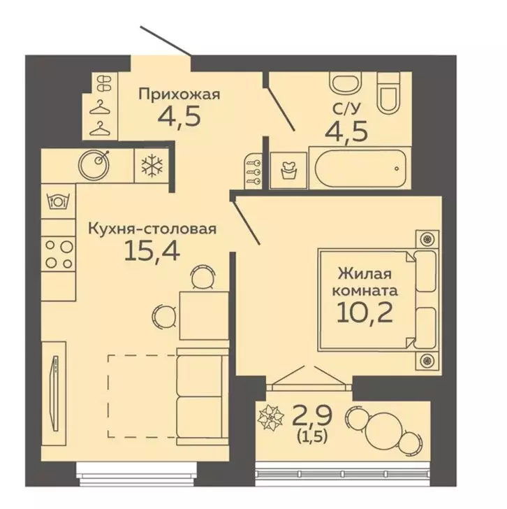 1-комнатная квартира: Екатеринбург, улица 8 Марта, 204Г/2 (36 м) - Фото 1