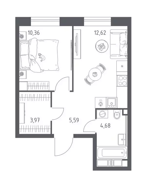 1-комнатная квартира: Москва, Шереметьевская улица, 21 (37.22 м) - Фото 1