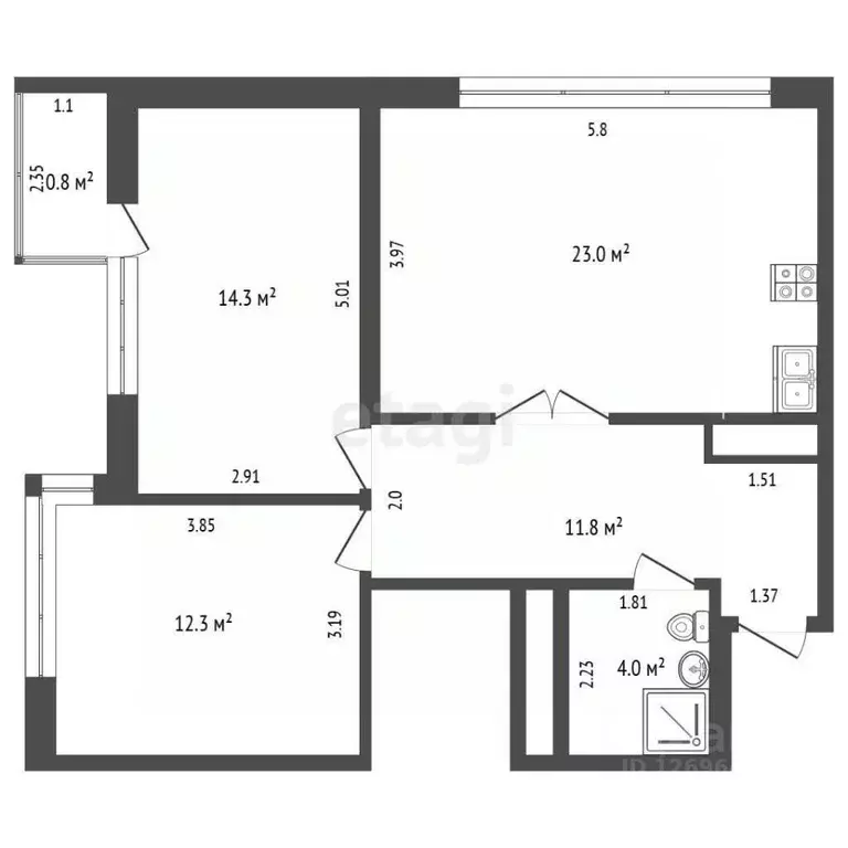 3-к кв. Москва ул. Харлампиева, 42 (66.0 м) - Фото 2