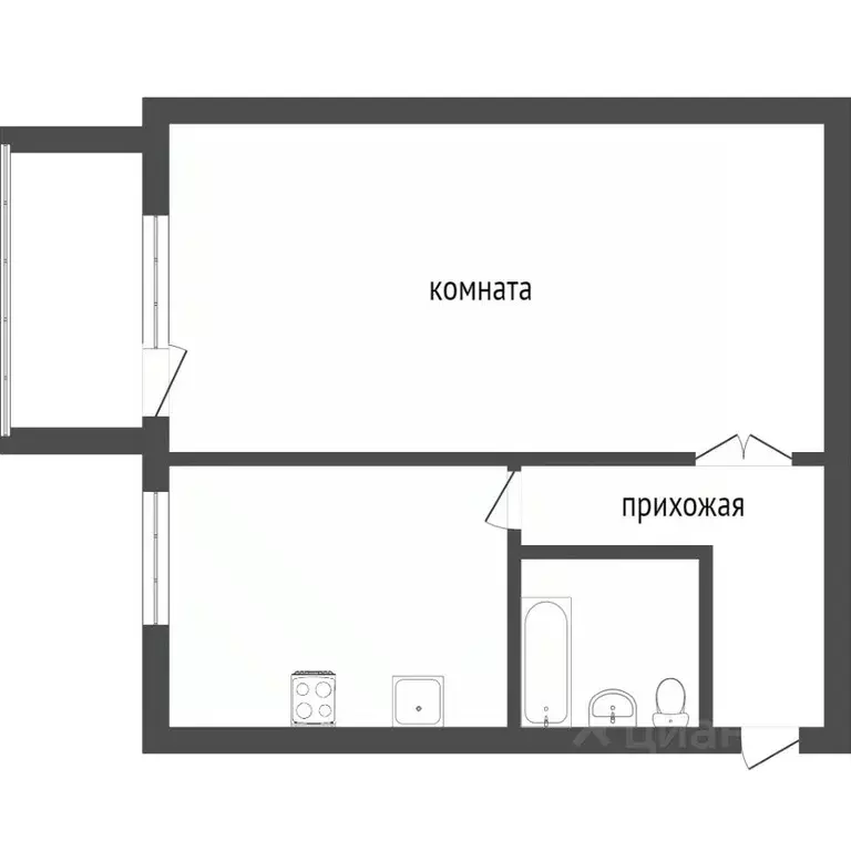 1-к кв. Бурятия, Улан-Удэ ул. 502-й километр, 120 (39.4 м) - Фото 1