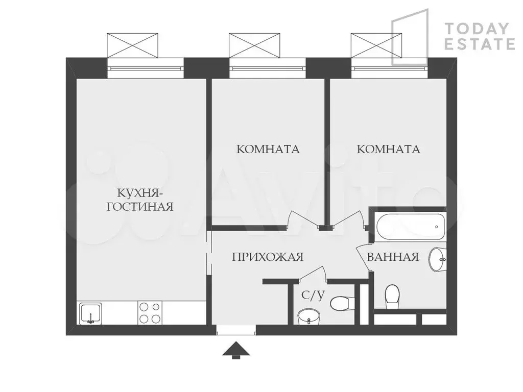 2-к. квартира, 51,7 м, 3/25 эт. - Фото 0