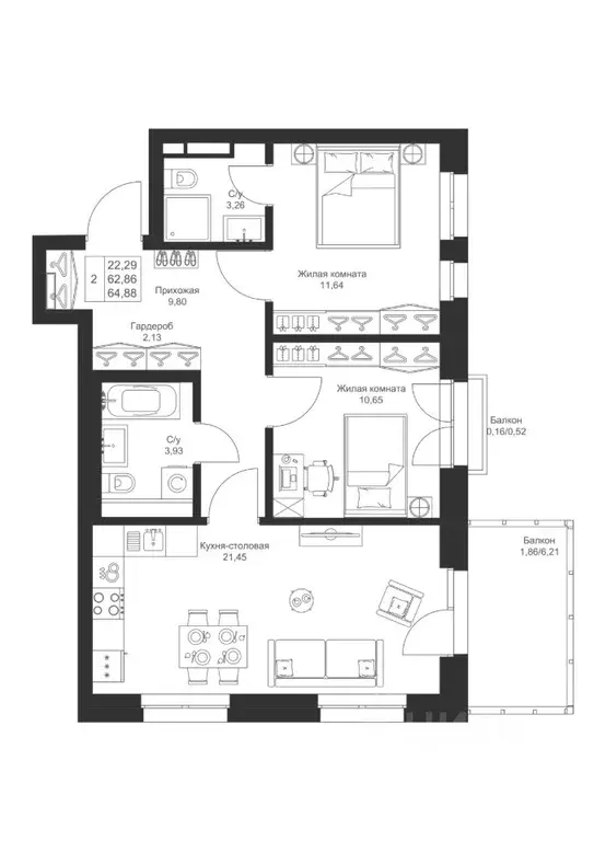 2-к кв. Татарстан, Лаишевский район, Столбищенское с/пос, с. Усады ул. ... - Фото 0