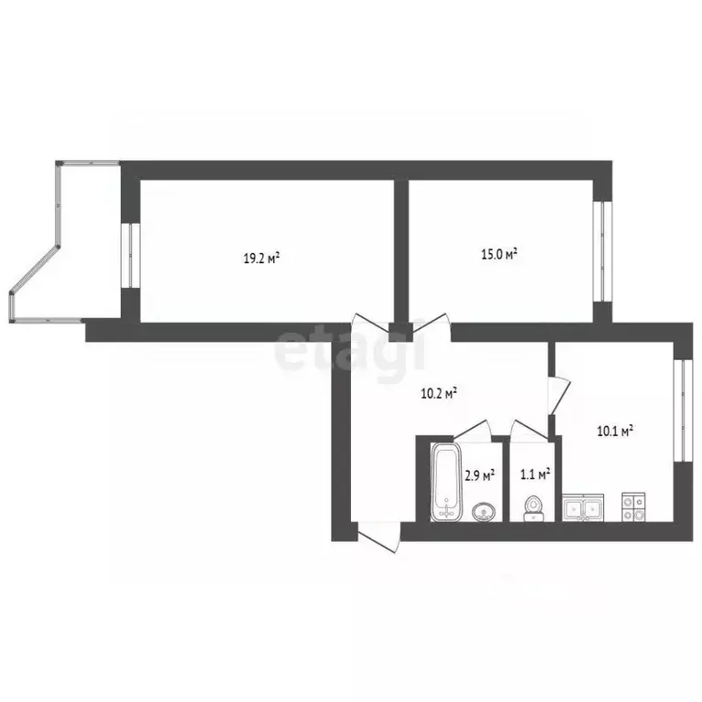 2-к кв. Москва Веневская ул., 19 (58.5 м) - Фото 2