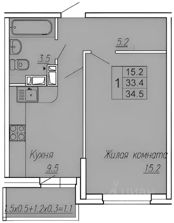 1-к кв. Ростовская область, Ростов-на-Дону ул. Нансена (36.0 м) - Фото 1