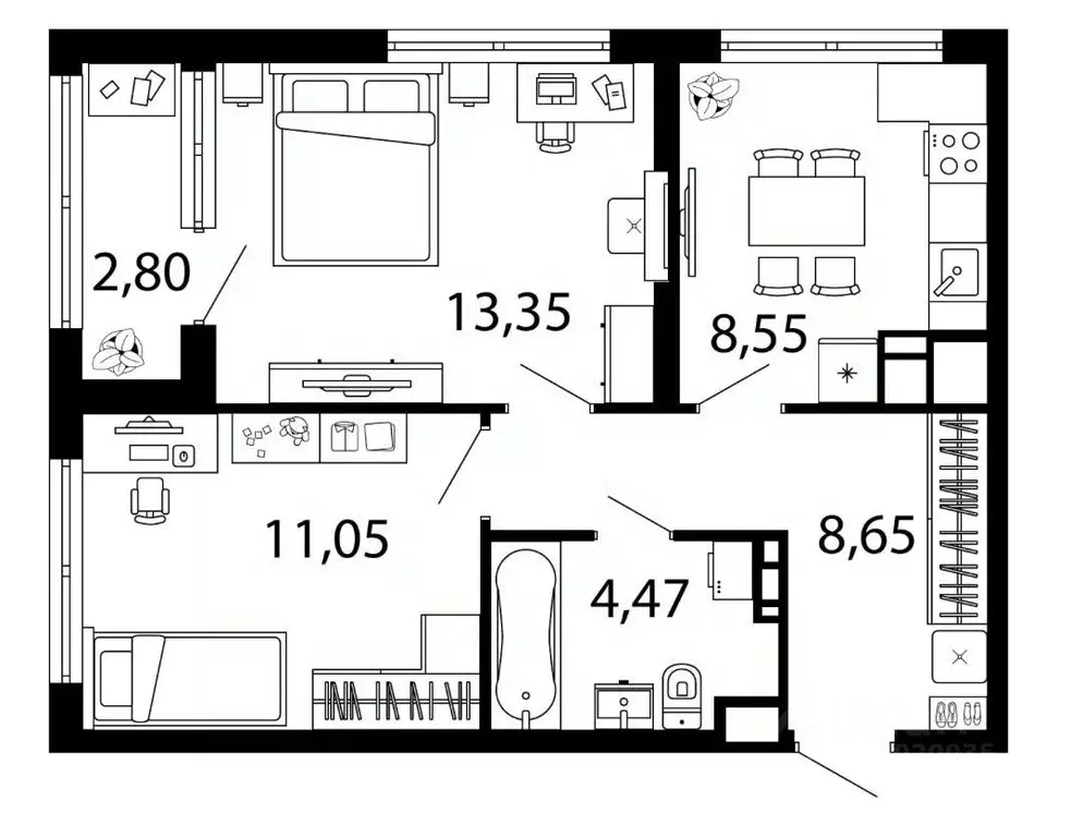 2-к кв. Тульская область, Тула ул. Каракозова, 75 (47.47 м) - Фото 0