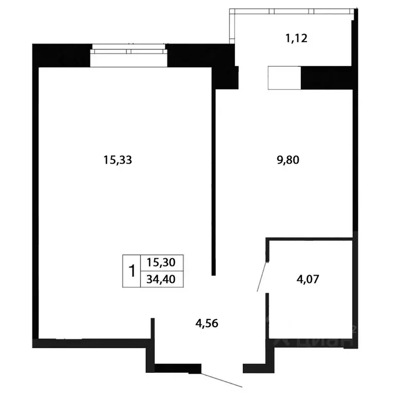 1-к кв. Московская область, Апрелевка Наро-Фоминский городской округ, ... - Фото 2