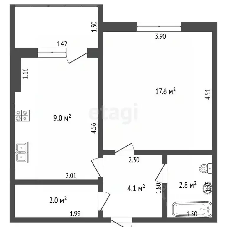 1-к кв. Забайкальский край, Чита ул. Шестиперова, 18 (35.5 м) - Фото 2