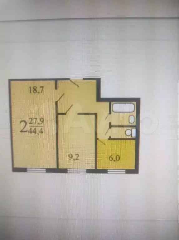 2-к. квартира, 44,4 м, 9/9 эт. - Фото 0
