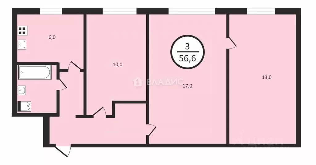 3-к кв. Владимирская область, Владимир ул. Лакина, 1 (56.6 м) - Фото 1