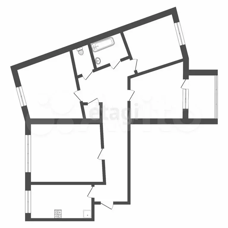 4-к. квартира, 76,3 м, 8/9 эт. - Фото 0