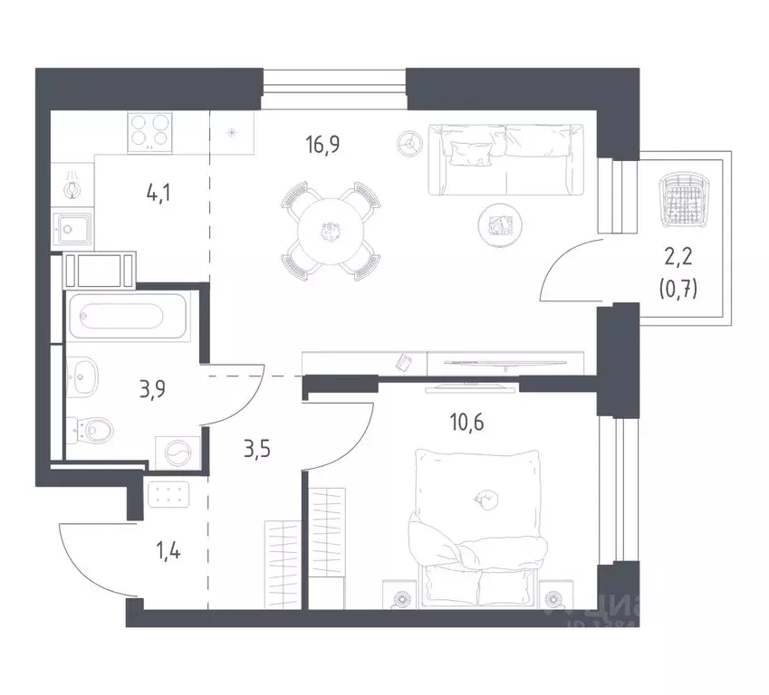 1-к кв. Московская область, Мытищи пер. 1-й Стрелковый (40.6 м) - Фото 1