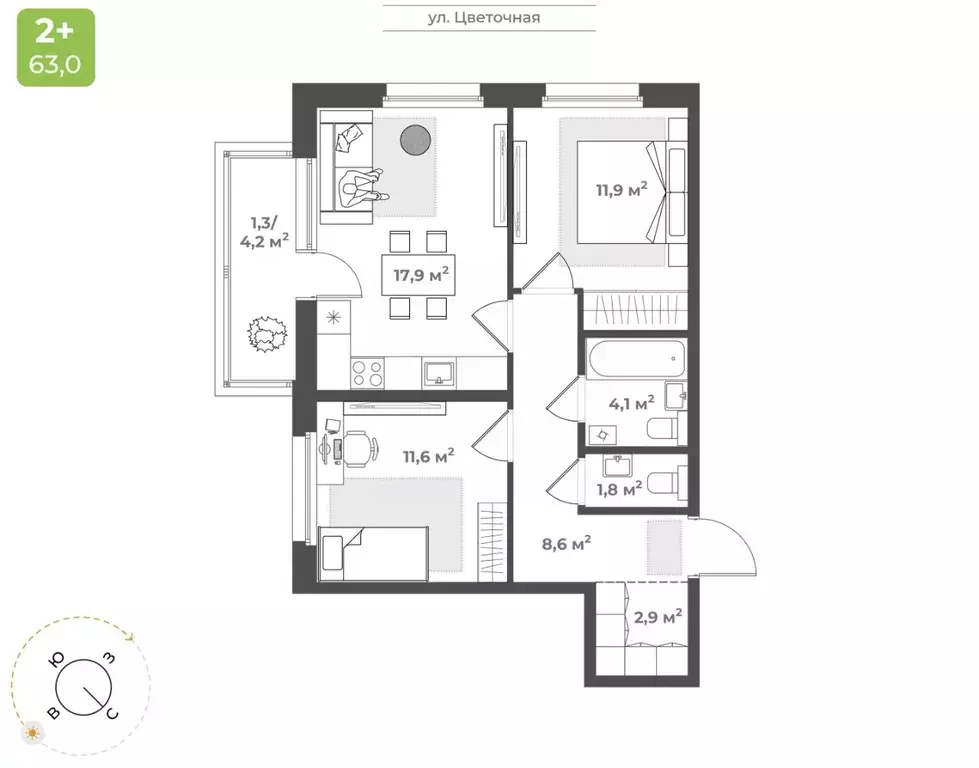 2-к кв. Тверская область, Тверь Соминка мкр,  (60.1 м) - Фото 1